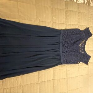 David's Bridal Navy Lace Maxi Dress